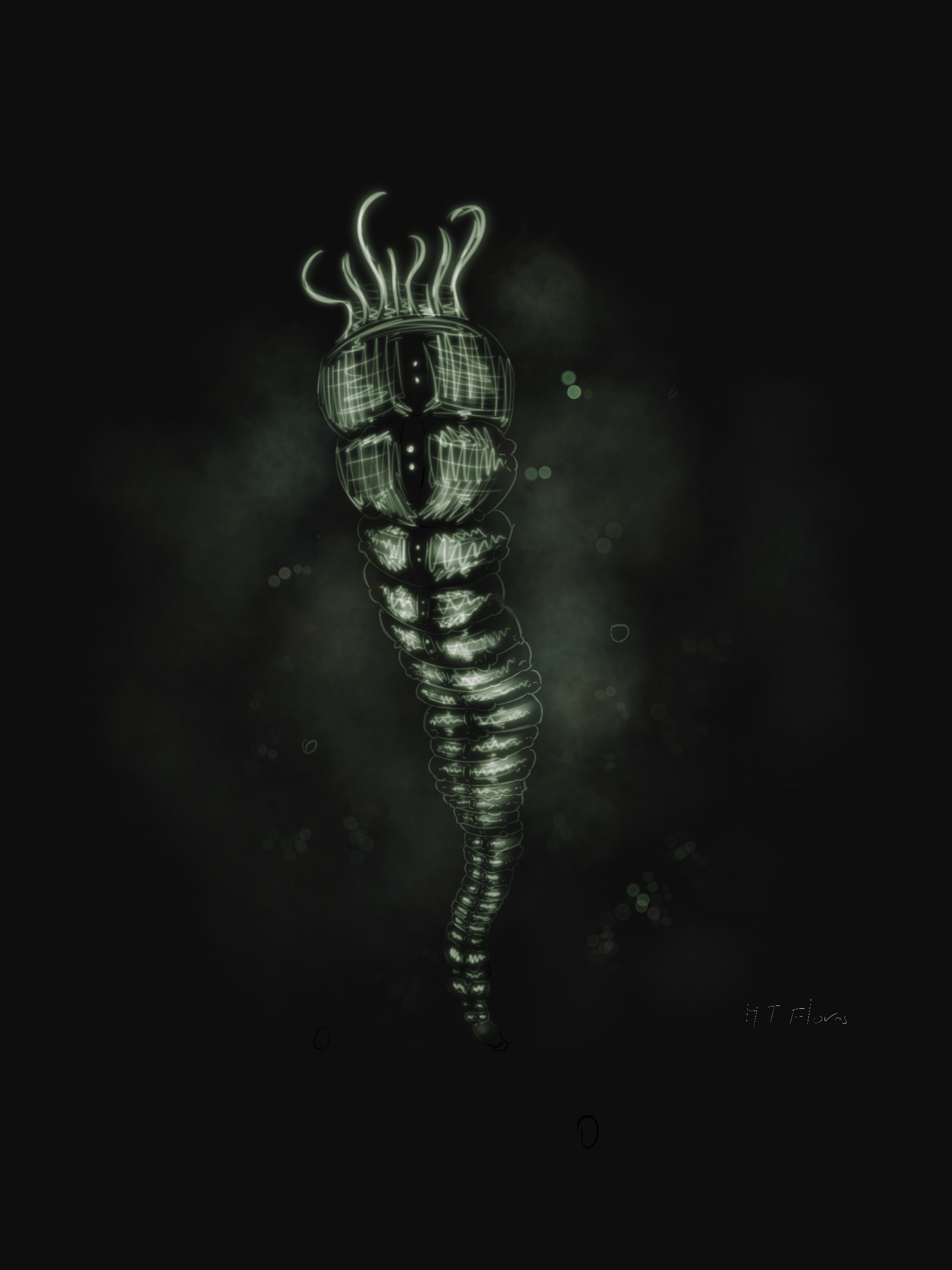 The Lantern Larva, an original creature design by Hendrix